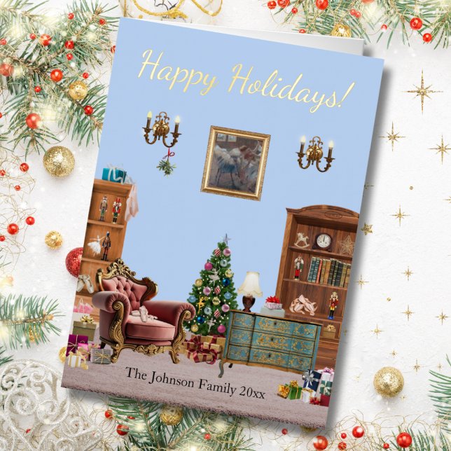 Carte De Vacances Métallisée Ode to the Nutcracker Ballet Blue (Créateur téléchargé)