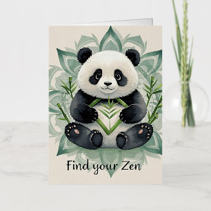 Carte De Vacances Métallisée Panda Chubby assis dans une pose de lotus Zen