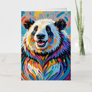 Carte De Vacances Métallisée Panda coloré abstrait dessin animal