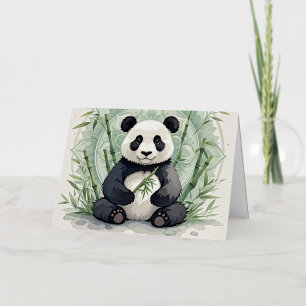 Carte De Vacances Métallisée Panda dodu assis en posture de lotus