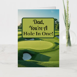 Carte De Vacances Métallisée Papa, tu es un trou dans un ! Golf Green 2025