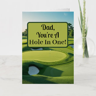 Carte De Vacances Métallisée Papa, vous êtes un trou en un ! Golf Green 2025