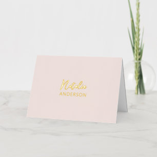 Carte De Vacances Métallisée Papeterie Rose Pâle Texte Personnalisé / Votre Nom