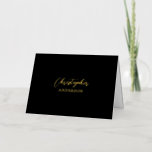 Carte De Vacances Métallisée Papeterie Texte Personnalisé Or & Noir / Votre Nom<br><div class="desc">Cette conception de carte personnalisée comporte un véritable texte en feuille avec un fond noir. Vous pouvez personnaliser le texte et choisir le timbre en feuille (or ou argent). Cette carte de vœux élégante peut être utilisée pour votre papeterie personnelle ou votre entreprise. Plus de conceptions sont disponibles dans ma...</div>