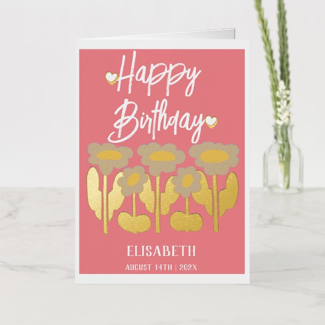 Carte De Vacances Métallisée Personnalisé Simple Purple Floral Femme Anniversai (Fleur)