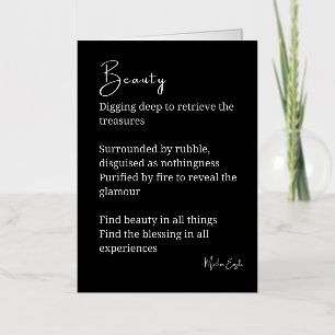 Carte De Vacances Métallisée Poème de beauté poésie noir blanc