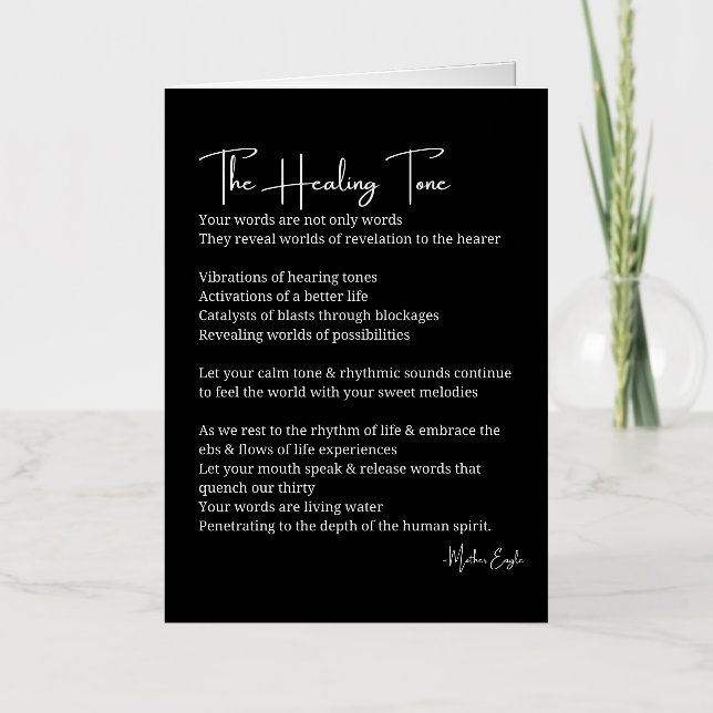 Carte De Vacances Métallisée Poème Healing Tone Sound (Recto)