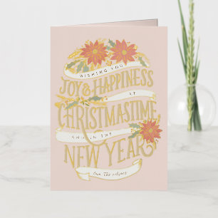 Carte De Vacances Métallisée Poinsettia bouges et bannières personnalisés