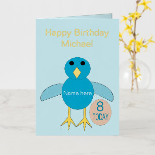 Carte De Vacances Métallisée Poussin personnalisé garçon anniversaire bleu