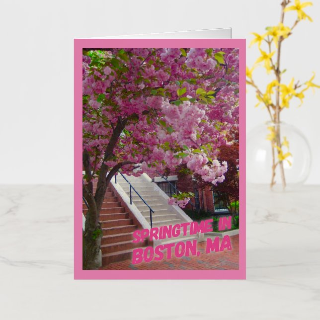 Carte De Vacances Métallisée Printemps à Boston, MA (Fleur jaune)