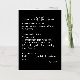 Carte De Vacances Métallisée Promesses du cœur affiche de poème d'amour art mur