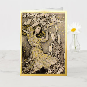 Carte De Vacances Métallisée Rackham's Alice au pays des merveilles plié vintag
