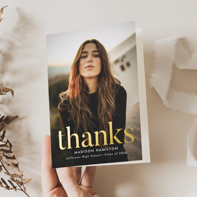 Carte De Vacances Métallisée Remerciement de fin d'études en feuille d'aluminiu (Créateur téléchargé)