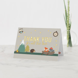 Carte De Vacances Métallisée Remerciement pour Baby Shower Neutre en Bois Avent