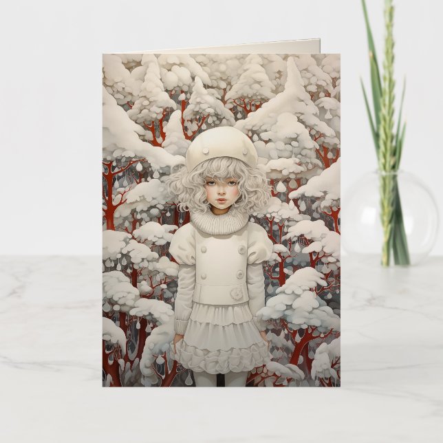 Carte De Vacances Métallisée Rêve de Noël blanc (Recto)