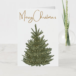 Carte De Vacances Métallisée Sapin de Noël avec lumières scintillantes sous alu