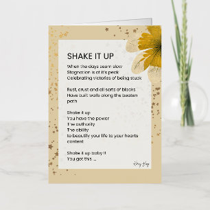 Carte De Vacances Métallisée Shake It Up - Upliffing Motivational Poem Poetry