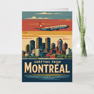 Carte De Vacances Métallisée Skyline Vintage Montréal Canada