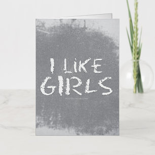 Carte De Vacances Métallisée SlipperyJoe's J'aime les filles tableau noir sale