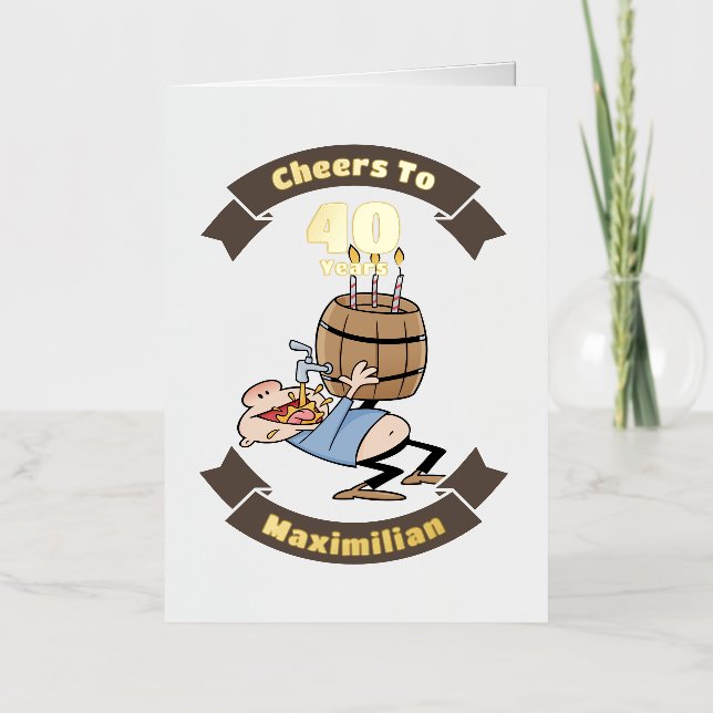 Carte De Vacances Métallisée Soins À 40 Ans Drôle Bière Anniversaire Cartoon (Recto)