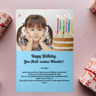 Carte De Vacances Métallisée Sous la Mer Cute Sea Turtle Photo Anniversaire de 