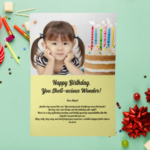 Carte De Vacances Métallisée Sous la Mer Cute Sea Turtle Photo Anniversaire de 