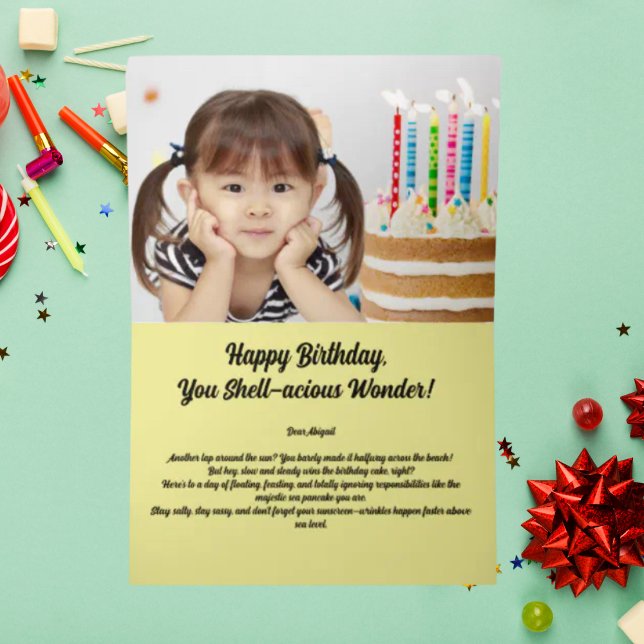 Carte De Vacances Métallisée Sous la Mer Cute Sea Turtle Photo Anniversaire de  (Créateur téléchargé)