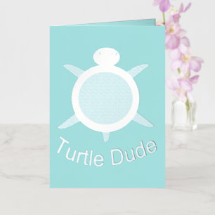 Carte De Vacances Métallisée Tortue bleu clair Duo Personnalisé