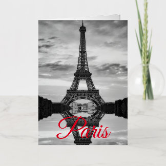 Carte De Vacances Métallisée Tour Eiffel Noir Blanc Paris Voyage en Europe