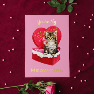 Carte De Vacances Métallisée Tu es ma jolie chatte de la Saint-Valentin vintage