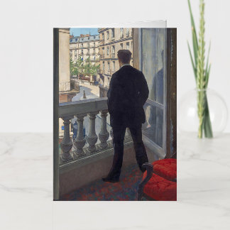 Carte De Vacances Métallisée Un jeune homme à sa fenêtre par Gustave Caillebott