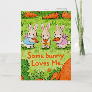 Carte De Vacances Métallisée Un Lapin De Pâques M'Aime