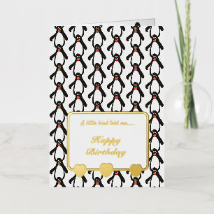 Carte De Vacances Métallisée Un petit oiseau m'a dit Joyeux Anniversaire aux Ma