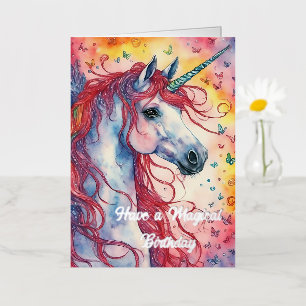 Carte De Vacances Métallisée Unicorn Pegasus Magique Anniversaire