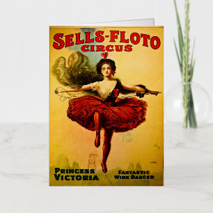 Carte De Vacances Métallisée Vend Floto Wire Dancer Cirque Princesse Victoria