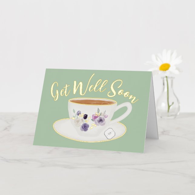 Carte De Vacances Métallisée Vert vierge, vite réel (Petite fleur)