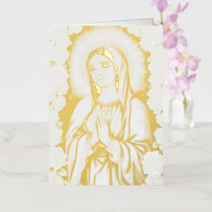 Carte De Vacances Métallisée Vierge Marie Prière Monde d'aujourd'hui Votre text