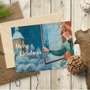 Carte De Vacances Métallisée Vintage Jenny Nyström Joyeux Noël personnalisé