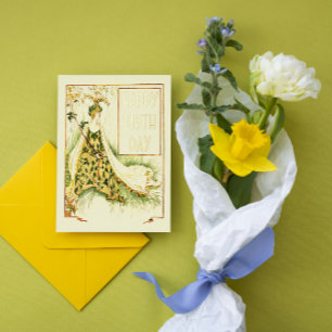 Carte De Vacances Métallisée Vintage Nouveau Meadowsweet Walter Crane Anniversa