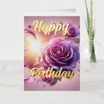 Vœu d'anniversaire élégant avec rose rose personna