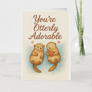 Carte De Vacances Métallisée Vous êtes Otterly Adorable - Boutons d'aquarelle m