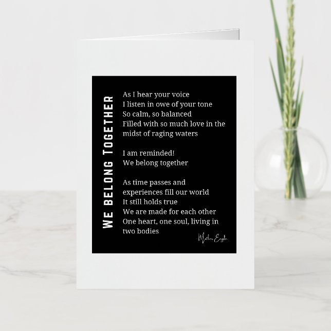 Carte De Vacances Métallisée We Belong ensemble amour poème (Recto)