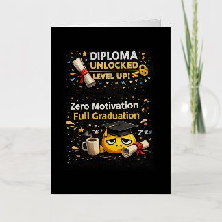 Carte De Vacances Métallisée Zero Motivation Full Graduation Funny Shirt 