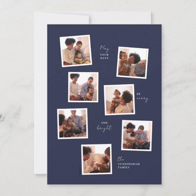 Carte de vacances minimale à sept photos (Devant)