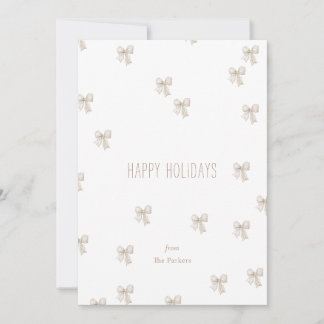Carte de vacances moderne blanc et beige Multi-Bow