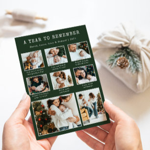 Carte de vacances moderne en collage photo vert