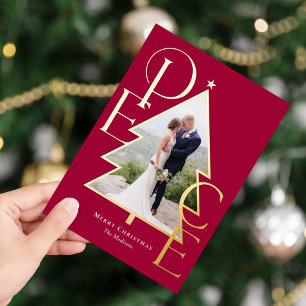 Carte de vacances moderne REAL FOIL Peace Tree