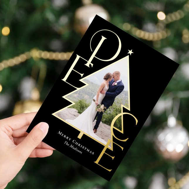 Carte de vacances moderne REAL FOIL Peace Tree (Créateur téléchargé)