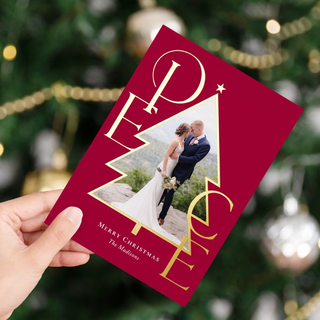 Carte de vacances moderne REAL FOIL Peace Tree (Créateur téléchargé)