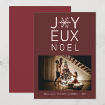 Carte de vacances moderne Red Monochrome Joyeux No